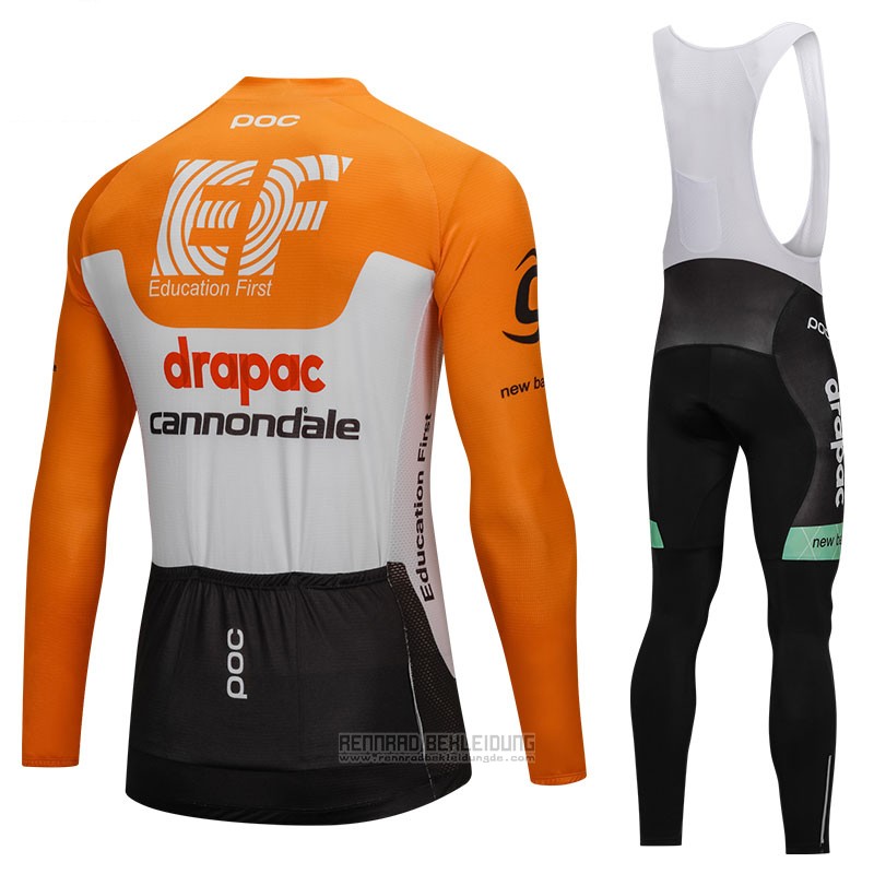 2018 Fahrradbekleidung Cannondale Drapac Wei und Orange Trikot Langarm und Tragerhose